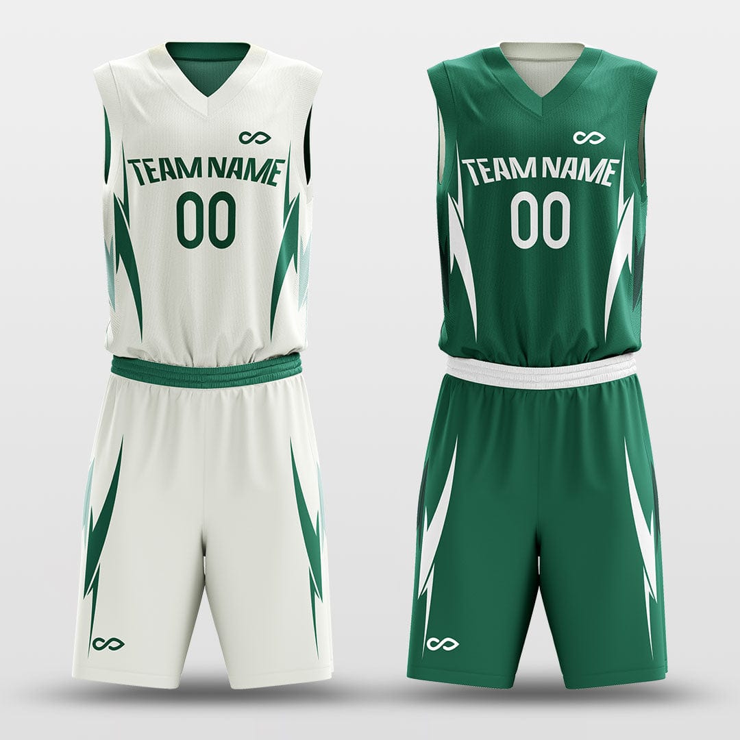 Green&WhiteCustom Reversible Basketball Set