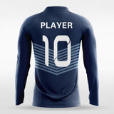 Navy Blue Stripe Long Sleeve Soccer Jersey