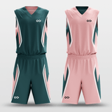 Green & Pink Plume Sublimated Basketball Set