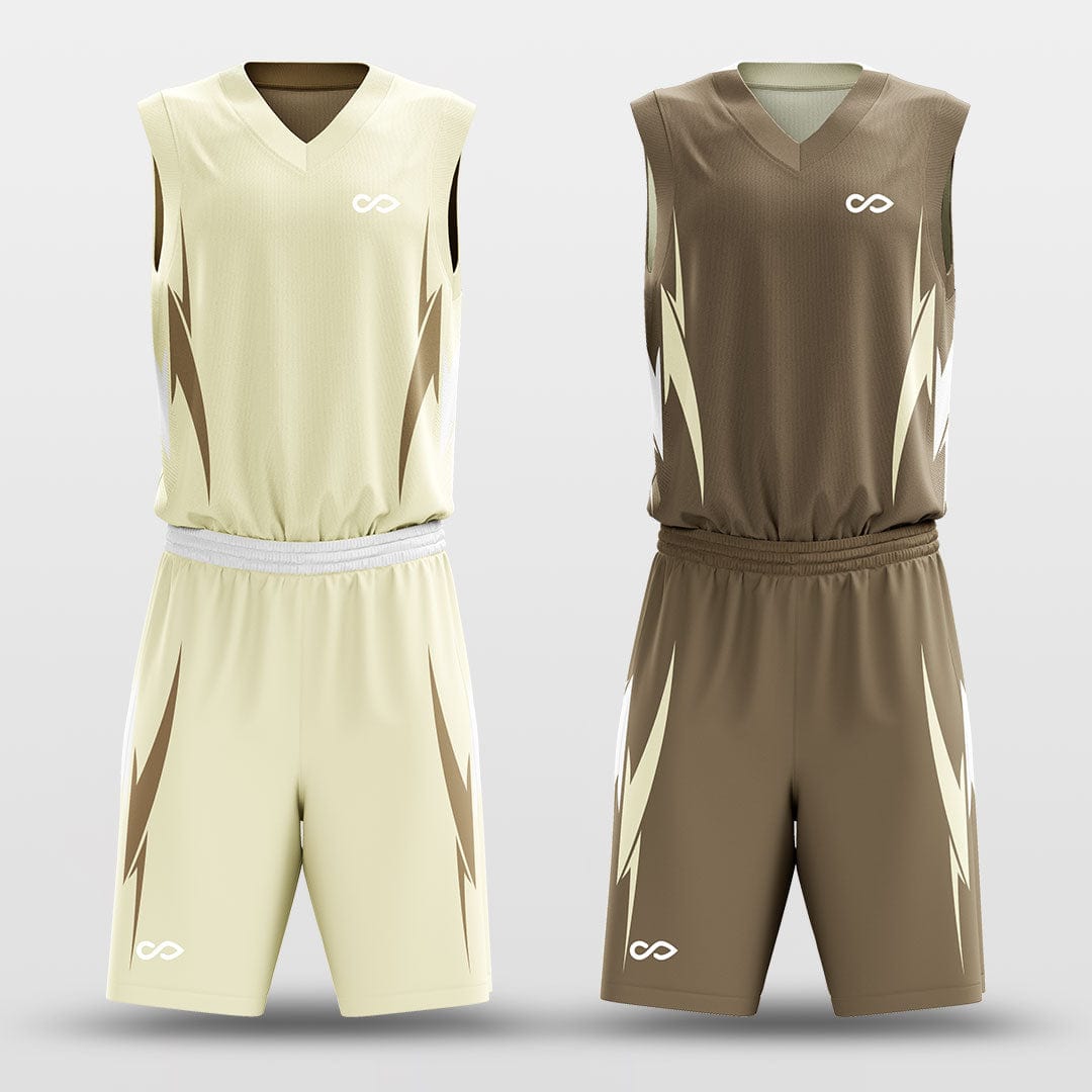 Yellow&Brown Boomerang Sublimated Basketball Set
