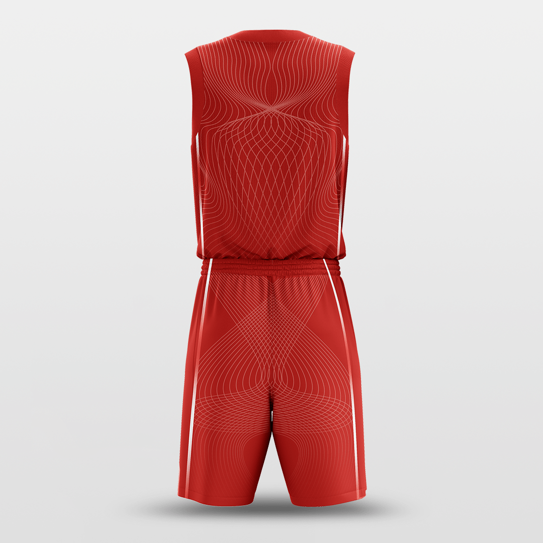 Latitude and Longitude Sublimated Basketball Team Set Red