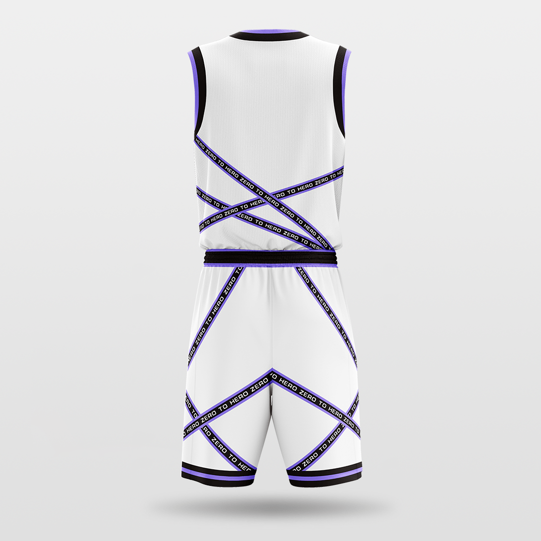 Blue&White Stripe Fission Customized Basketball Set