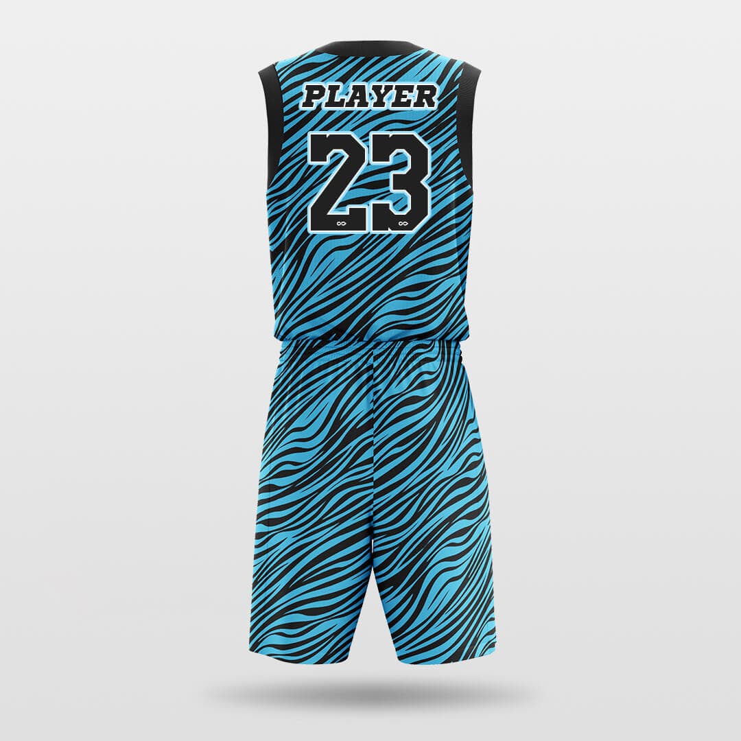 Blue Zebra Print Basketball Jersey Set
