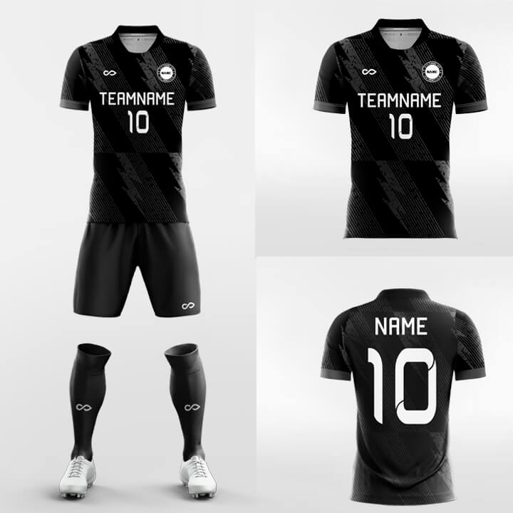 black custom soccer jersey kit