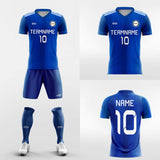 blue custom soccer jersey kit