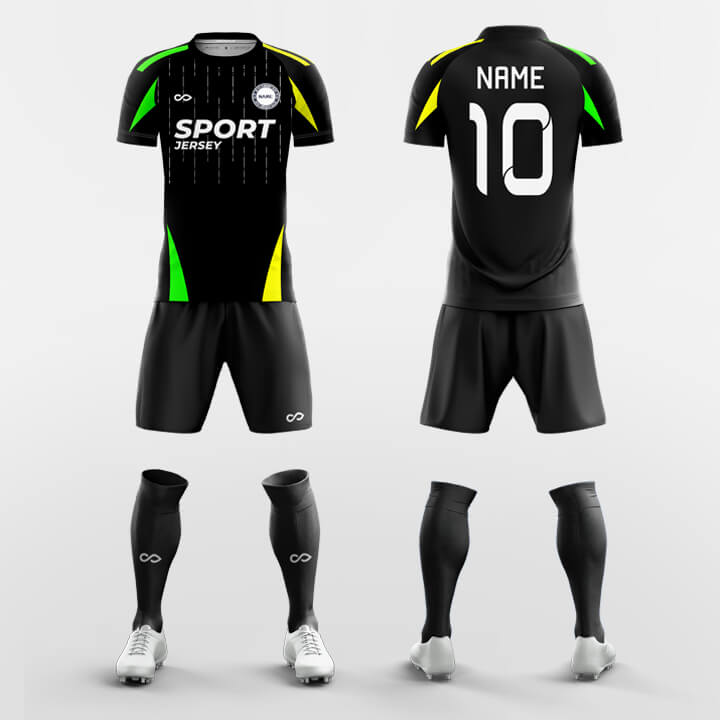 black sublimated short sleeve jersey kit