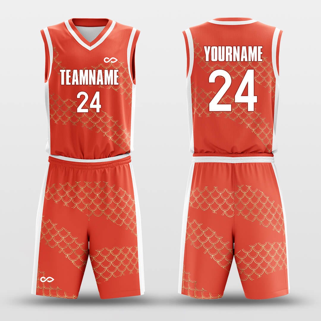 orange custom basketball jersey kit